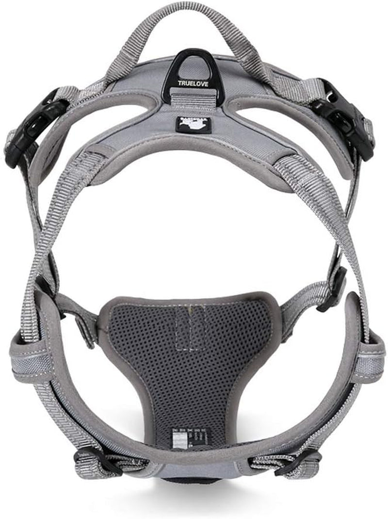 Adjustable No-Pull Dog Harness Reflective Pup Vest Harnesses Comfortable Control Brilliant Colors Truelove Tlh5651(Gray,L) | Front Clip, No-Choke, Soft Padded, Control Handle, anti Escape, Dog Car Harness, Walking and Training, Escape Proof, TLH5651