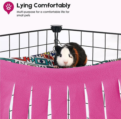 Guinea Pig Hideout, Guinea Pig Accessories Fleece Forest Rabbits Hideaway Corner for Ferrets Chinchillas Rats Gerbils Dwarf Bed Other Small Animals Cage Liner Halloween Christmas Pink Sugars