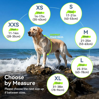 Dog Life Vest Front Float Dog Swim Vest, S, Bright Green | Life Jacket with Chin Float & Handle for Swimming & Boating, High Visibility Adjustable for Doggy Cat Puppy