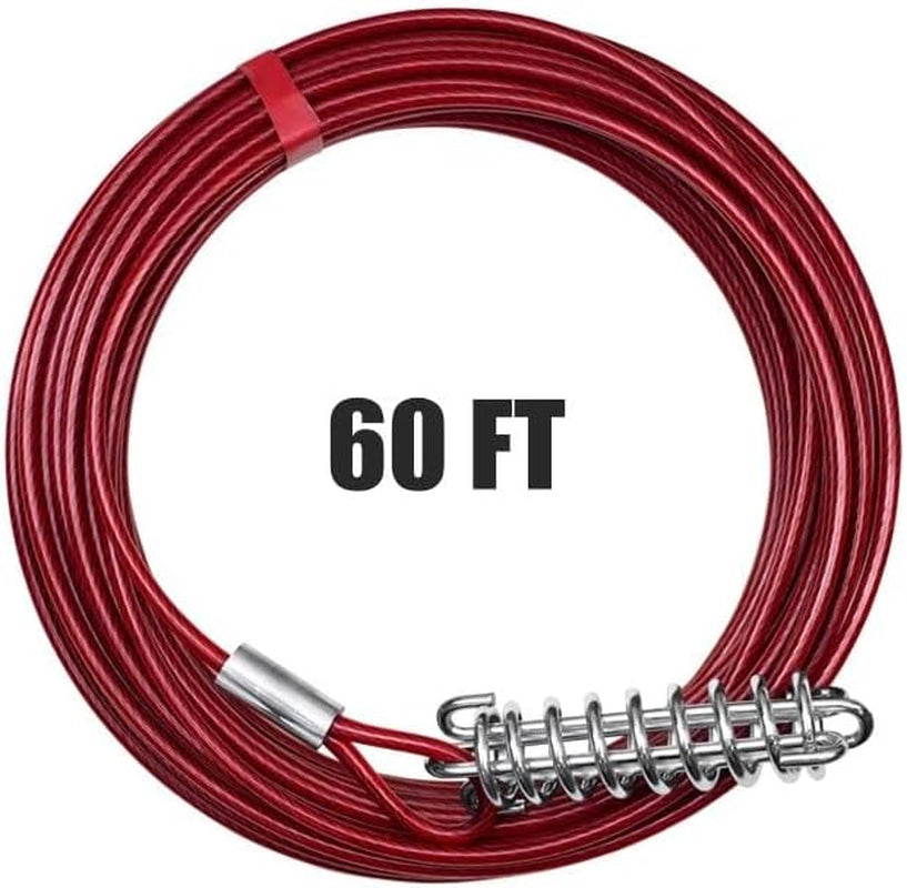 60Ft Aerial Pet Trolley System with 10Ft Pulley Lead - Heavy Duty Dog Tie Out for Yard up to 125 Lbs, Reflective Run Cable (Not a Leash, Bare End)