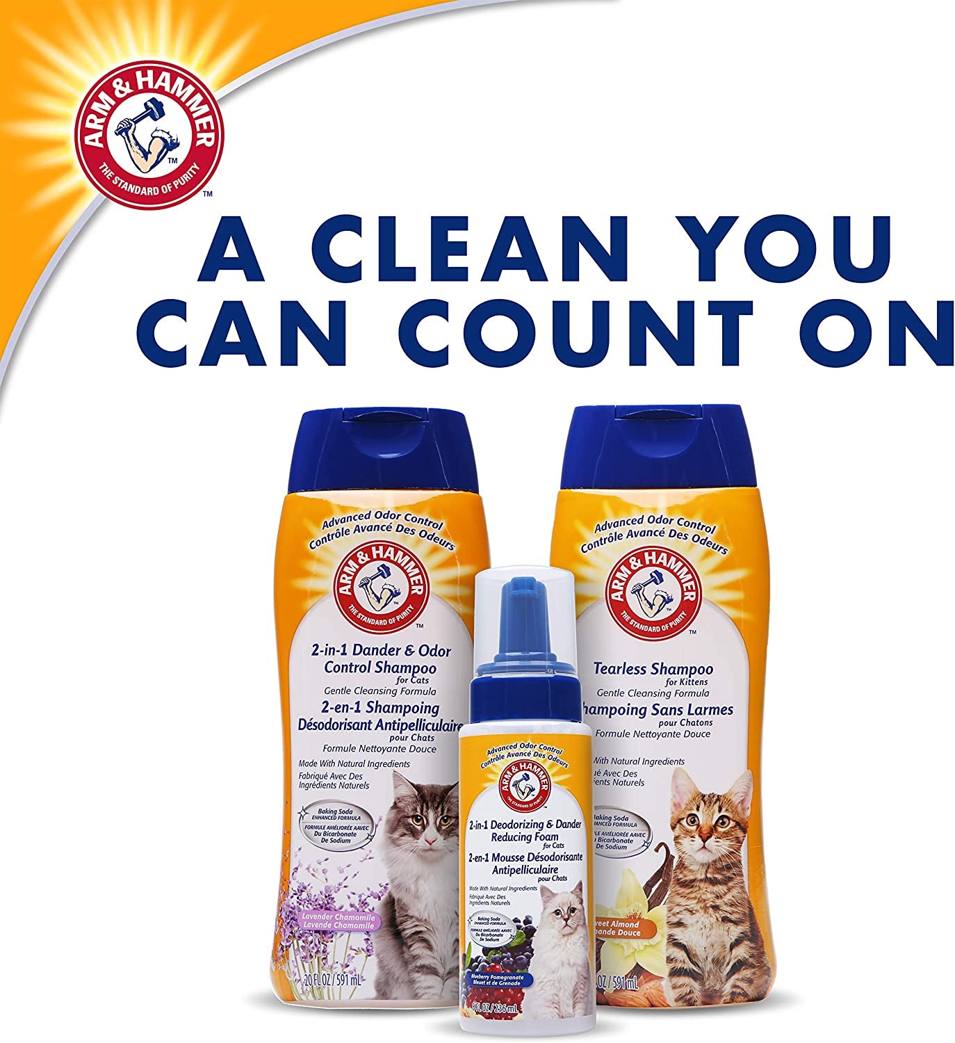 2-In-1 Deodorizing Cat Shampoo, Lavender Chamomile, 20 Fl Oz | Baking Soda Formula Reduces Dander While Cleaning and Deodorizing the Coat in One Wash