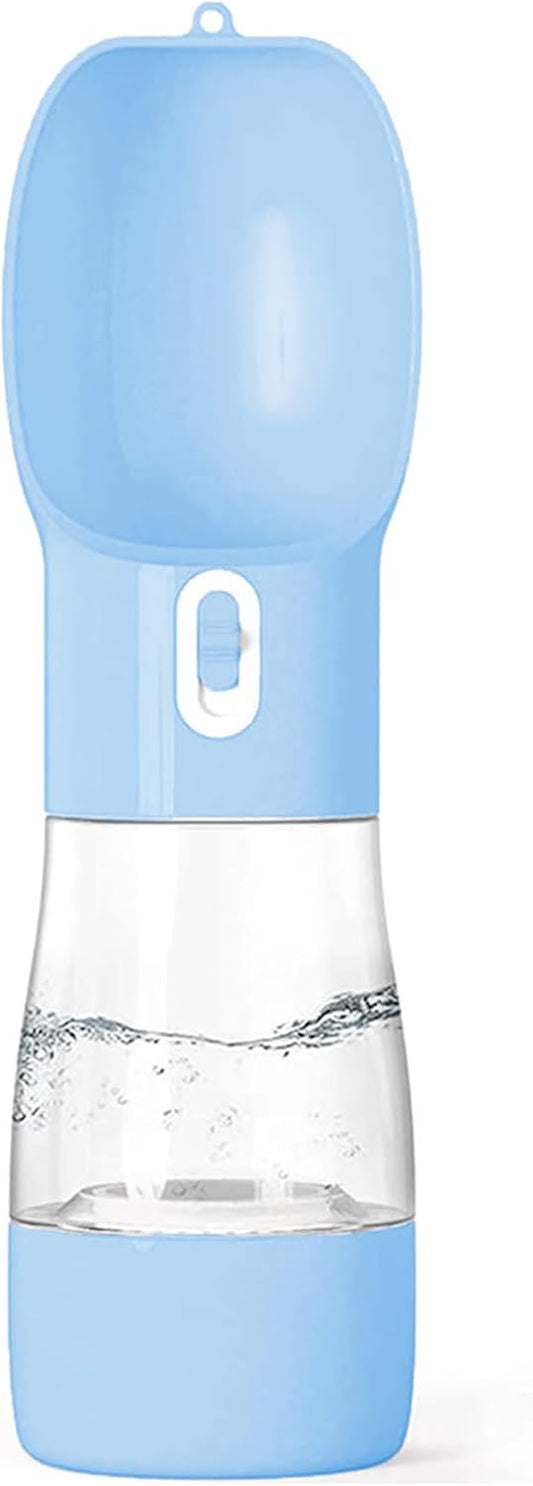 Portable Dog Water Bottle with Food Container Dishwasher Safe-Blue | 3 IN1 Drinking Bottle for Pet Puppy Outdoor Walking Hiking Travel | BPA Free Leak Proof Dog Water Dispenser with Bowl