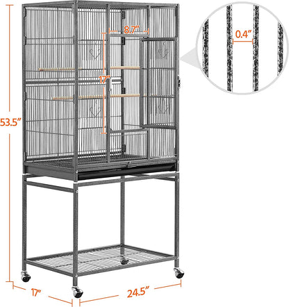 Yaheetech 54-Inch Wrought Iron Standing Large Parrot Parakeet Flight Bird Cage for Small Parrot Sun Parakeet Green Cheek Conure Lovebird Budgie Finch Canary Bird Cage with Stand