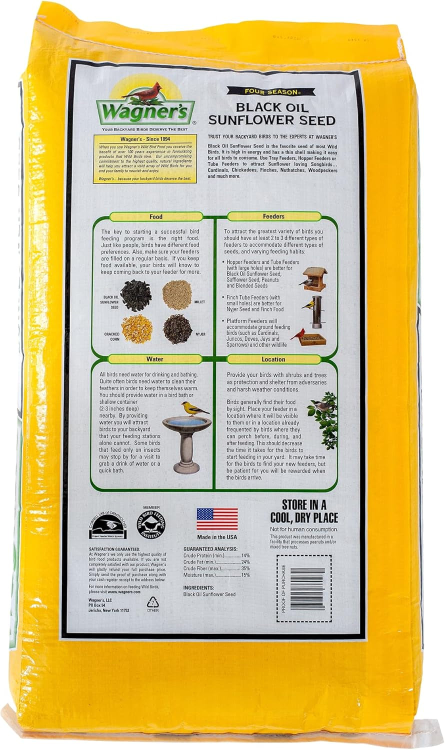 76027 Black Oil Sunflower Wild Bird Food, 25-Pound Bag