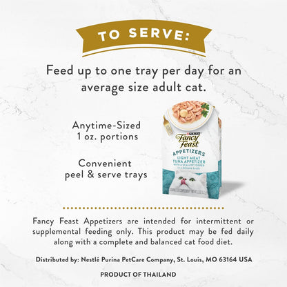 Purina  Appetizers, Tuna with Scallop Topper, 1.1 Oz, 10-Pack | Flavorful Lickable Grain-Free Wet Cat Food Topper, Made with High-Quality Protein in a Delicate Broth