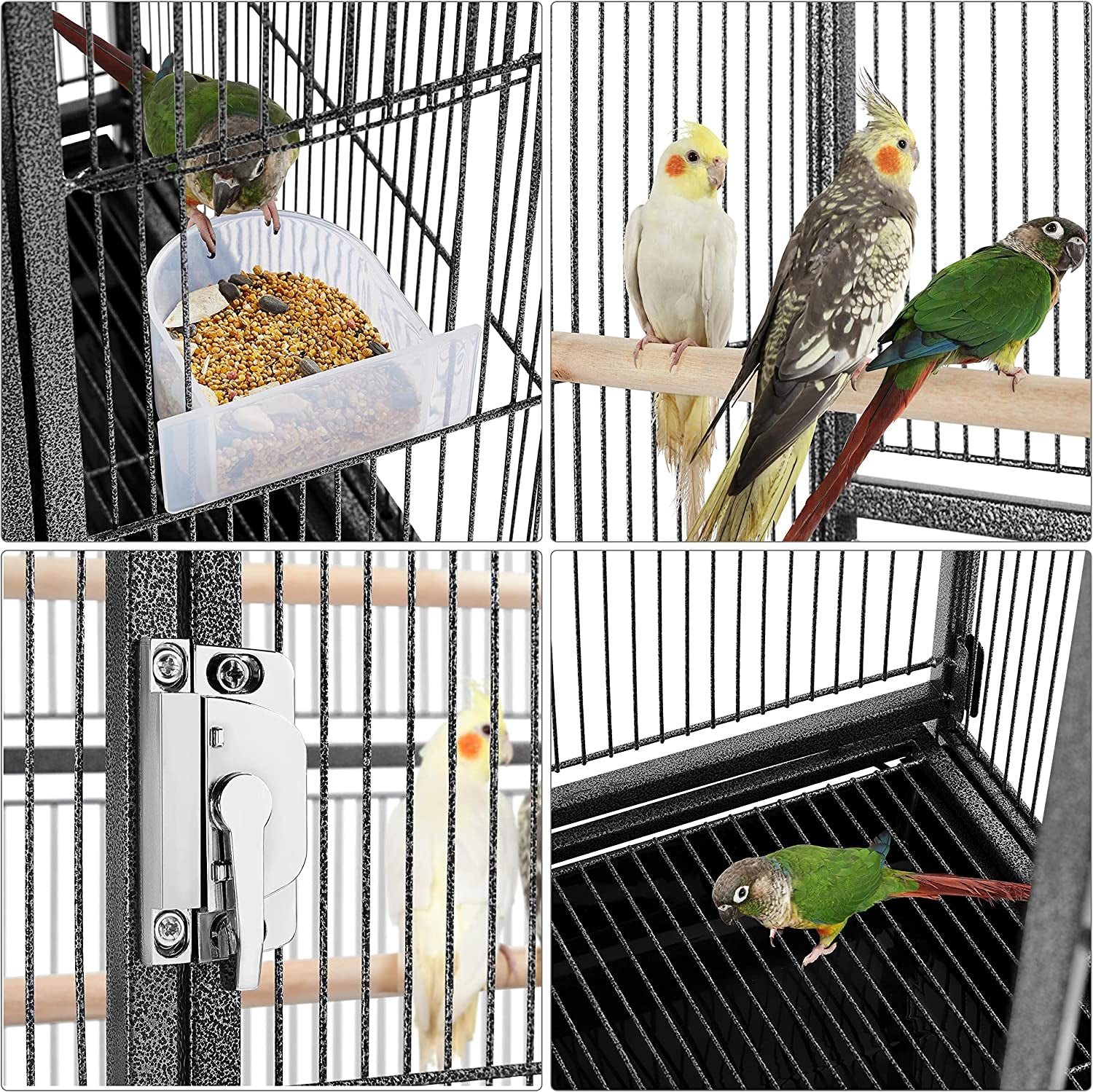 Yaheetech 54-Inch Wrought Iron Standing Large Parrot Parakeet Flight Bird Cage for Small Parrot Sun Parakeet Green Cheek Conure Lovebird Budgie Finch Canary Bird Cage with Stand