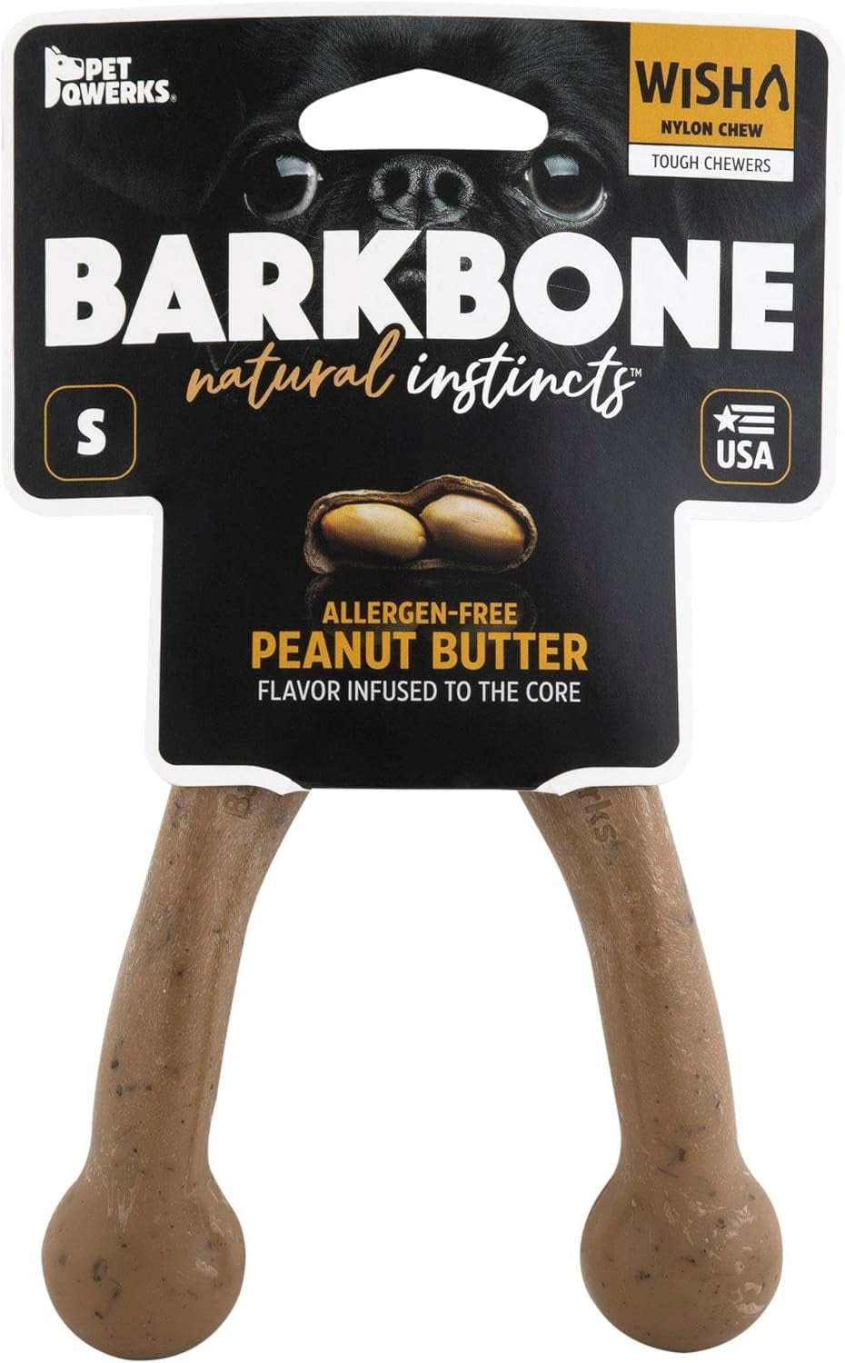 Wishbone Barkbone Nylon Chew Toy, Peanut Butter Flavor, 5.38 in | for Aggressive Chewers, Long Lasting Build, Safe Material for Daily Gnawing, Supports Dental Health, Small Breed Use Today