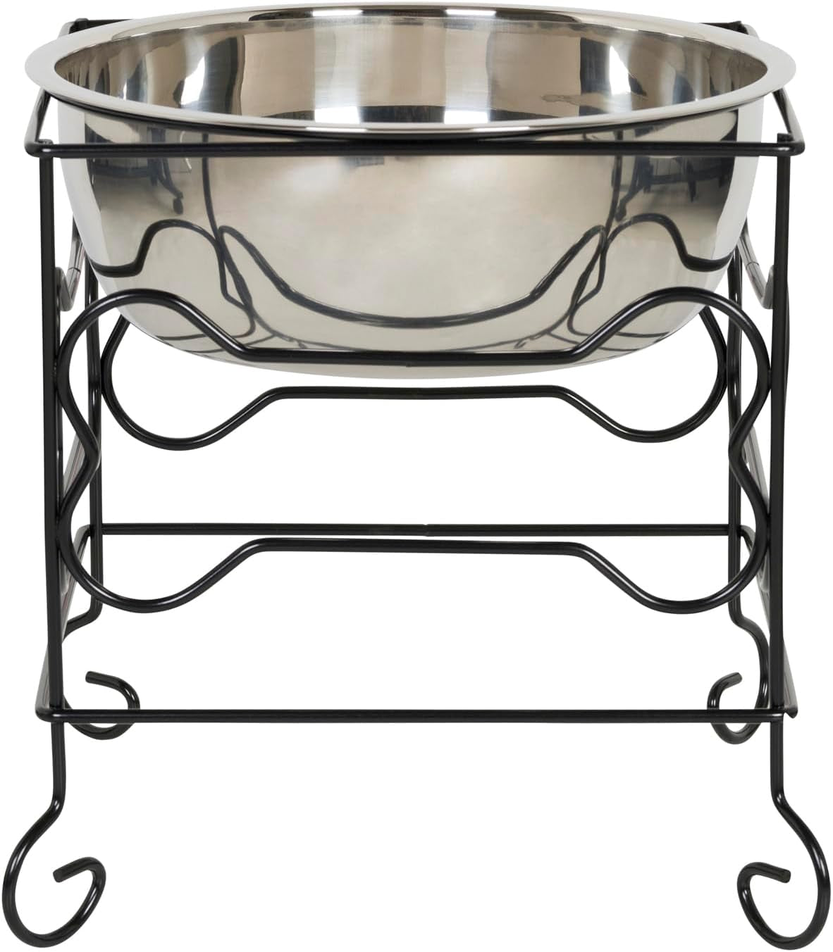 Wrought Iron Stand with Stainless Steel Dog Bowl, Large