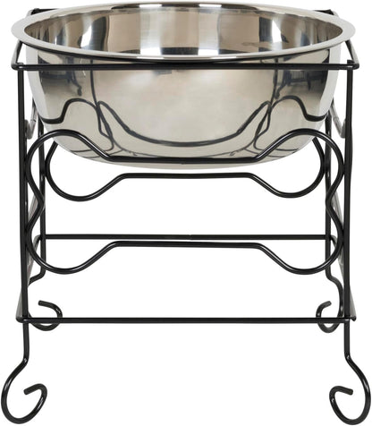 Wrought Iron Stand with Stainless Steel Dog Bowl, Large