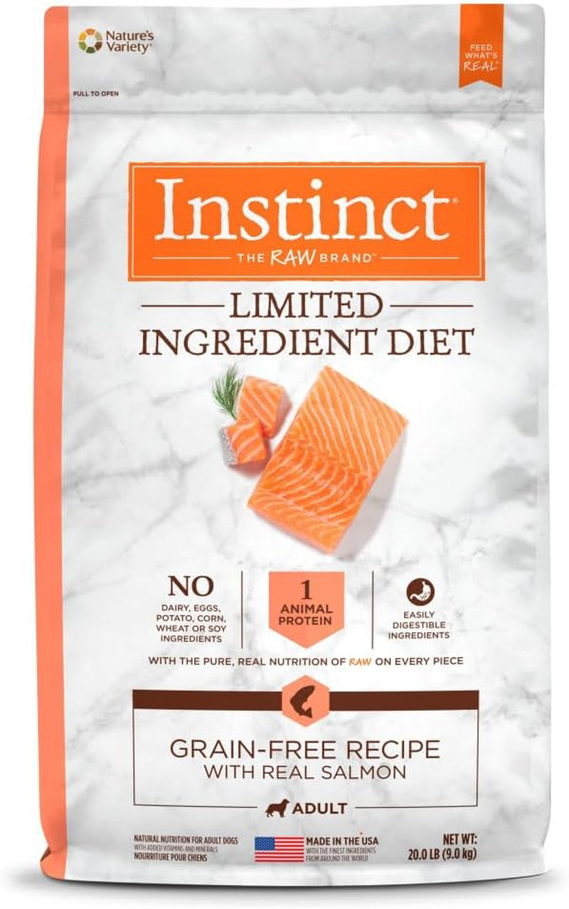 Limited Ingredient Diet Dry Dog Food, Real Salmon, 20 Lb. Bag | Single Animal Protein and Vegetable Recipe, Raw-Coated Kibble, Wild-Caught Salmon, Gentle on Sensitive Stomachs