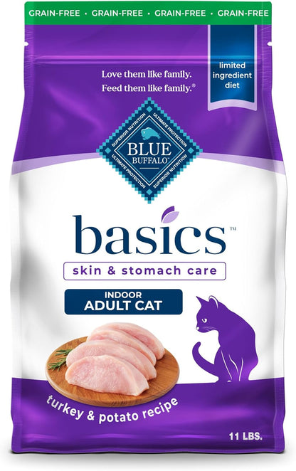 Basics Turkey Grain-Free Dry Cat Food, 11 Lb | Skin & Stomach Care, Real Turkey #1 Ingredient, Limited Ingredient Diet, Antioxidant-Rich Lifesource Bits, Skin & Coat Health