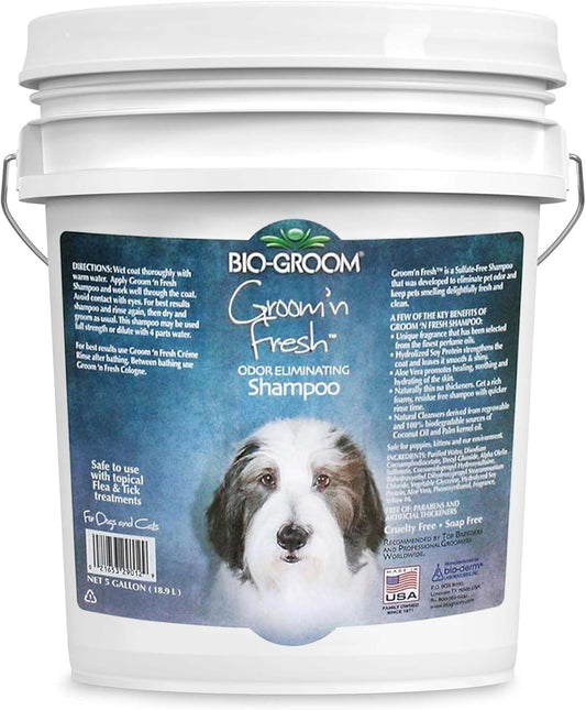 Groom'N Fresh Dog Shampoo, Odor Eliminating, 5 Gallons | Dog Bathing Supplies, Puppy Wash, Cat & Grooming Supplies, Cruelty-Free, Made in USA, Products