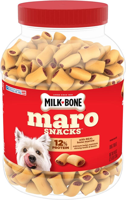 Marosnacks Small Dog Treats with Real Bone Marrow, 40 Oz. Canister | Dog Treats with 12% Protein