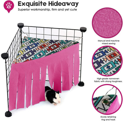 Guinea Pig Hideout, Guinea Pig Accessories Fleece Forest Rabbits Hideaway Corner for Ferrets Chinchillas Rats Gerbils Dwarf Bed Other Small Animals Cage Liner Halloween Christmas Pink Sugars