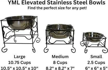 Wrought Iron Stand with Stainless Steel Dog Bowl, Large