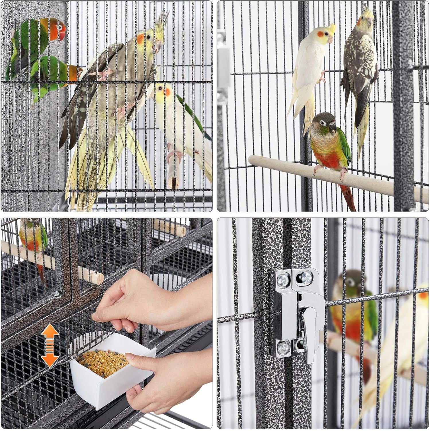 Yaheetech 41.5" Stackable Divided Breeder Breeding Parakeet Bird Cage for Canaries Cockatiels Lovebirds Finches Budgies Small Parrots with Rolling Stand, Black