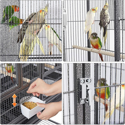 Yaheetech 41.5" Stackable Divided Breeder Breeding Parakeet Bird Cage for Canaries Cockatiels Lovebirds Finches Budgies Small Parrots with Rolling Stand, Black