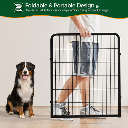 Yaheetech Dog Playpen 32In 16 Panels Pet Fence for Indoor Yard RV Camping | Easy Setup, Heavy Duty Rustproof Frame with Secure Latch Door, DIY Layouts,Foldable Storage, for Small & Medium Dogs