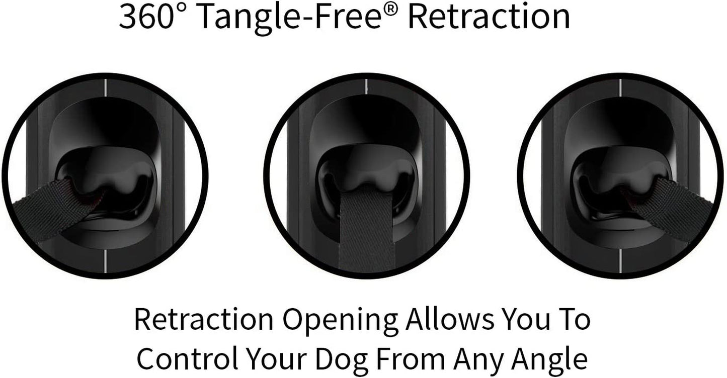 Original Retractable Dog Leash, Anti-Slip, 16’ Tape (Large, Black/Grey) | Anti-Slip Handle, 16 Ft Strong Nylon Tape, One-Handed Brake, Pause, Lock