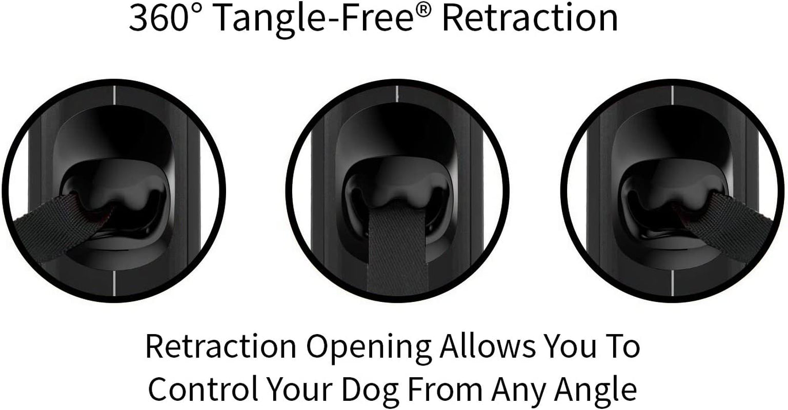 Original Retractable Dog Leash, Anti-Slip, 16’ Tape (Large, Black/Grey) | Anti-Slip Handle, 16 Ft Strong Nylon Tape, One-Handed Brake, Pause, Lock