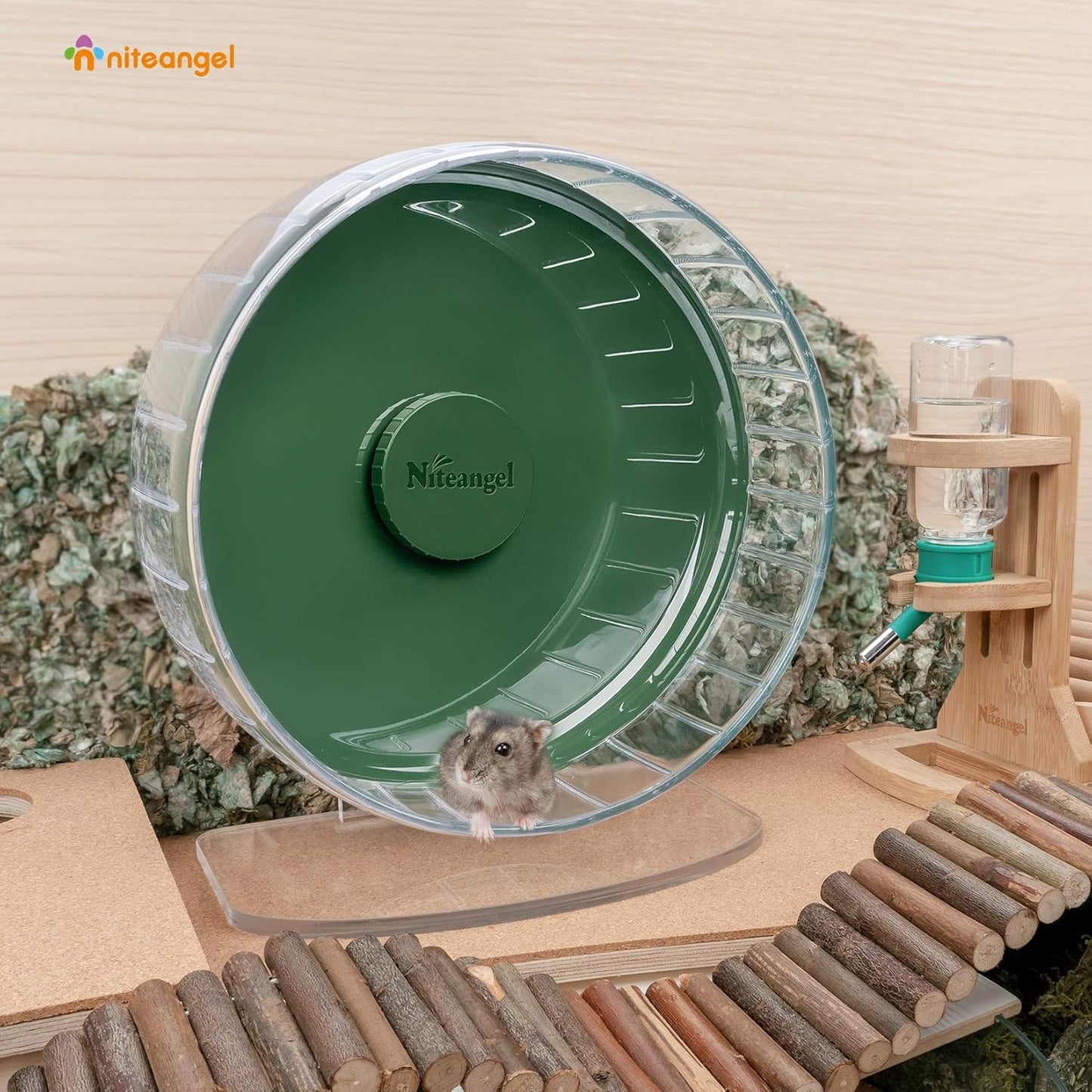 Super-Silent Hamster Exercise Wheels: Quiet 10 Inch Running Wheel | Can 10.6-13.4" Adjustable Height - No Bend Back Spinner Running for Dwarf Syrian Hamster Gerbils Mice or Other Small Animal