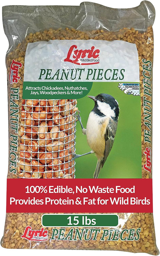 Peanut Pieces Wild Bird Seed 15 Lb Bag - Shelled Peanuts Wild Bird Food for outside Feeders - Attracts Titmice, Woodpeckers, Chickadees & More |  Peanut Pieces Wild Bird Seed - Shelled Peanuts, 15 Lb. Bag