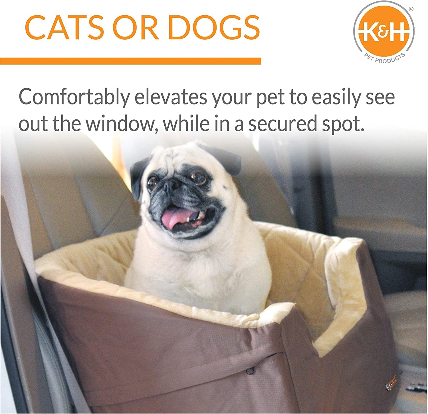 Bucket Booster Dog Car Seat, Sturdy Cat or Dog Booster Seats - Small Tan/Tan