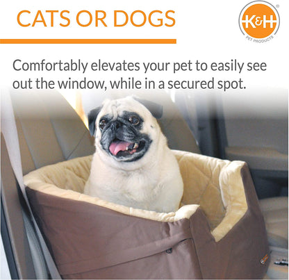 Bucket Booster Dog Car Seat, Sturdy Cat or Dog Booster Seats - Small Tan/Tan