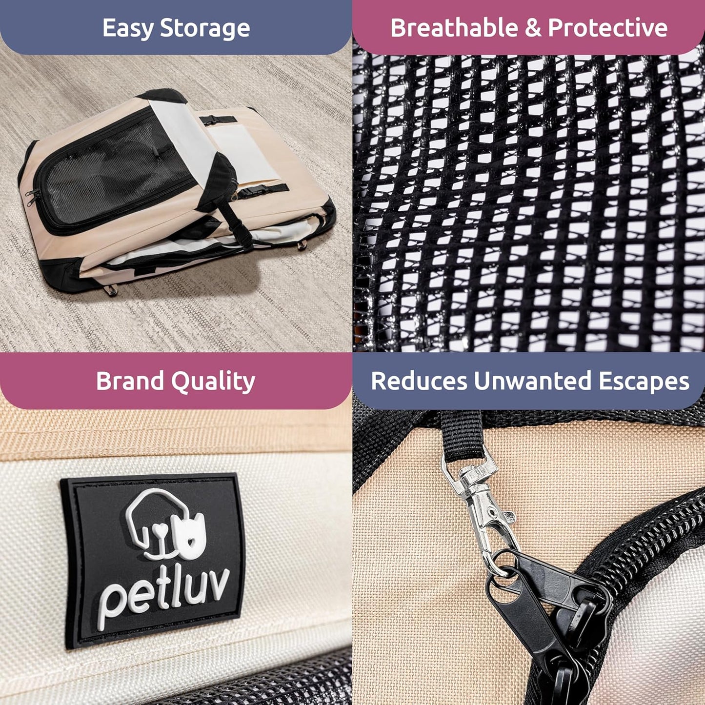 Cat & Dog Pet Carrier, Soft-Sided, Large 24"X16"X16", Fits Large Cat, 2 Cats, or Medium Dog Comfortably, Great for Travel & Vet Visits, Privacy Windows, Removable Bed, Locking Zippers, Foldable