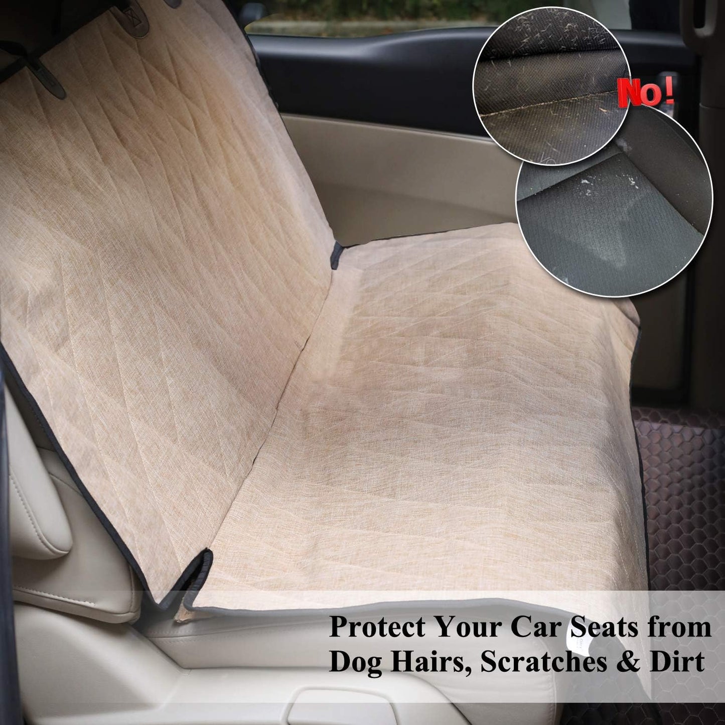 Dog Seat Covers, Dog Backseat Cover Pet Bench Protectors with Anti-Slip Backing, Back Seats Cover Rear Seat Covers Car Seat Cover for Dogs, Heather Khaki, 46" L * 52" W | Backseat Cover for Car Suv & Truck, Back Rear Backseat Bench Protector