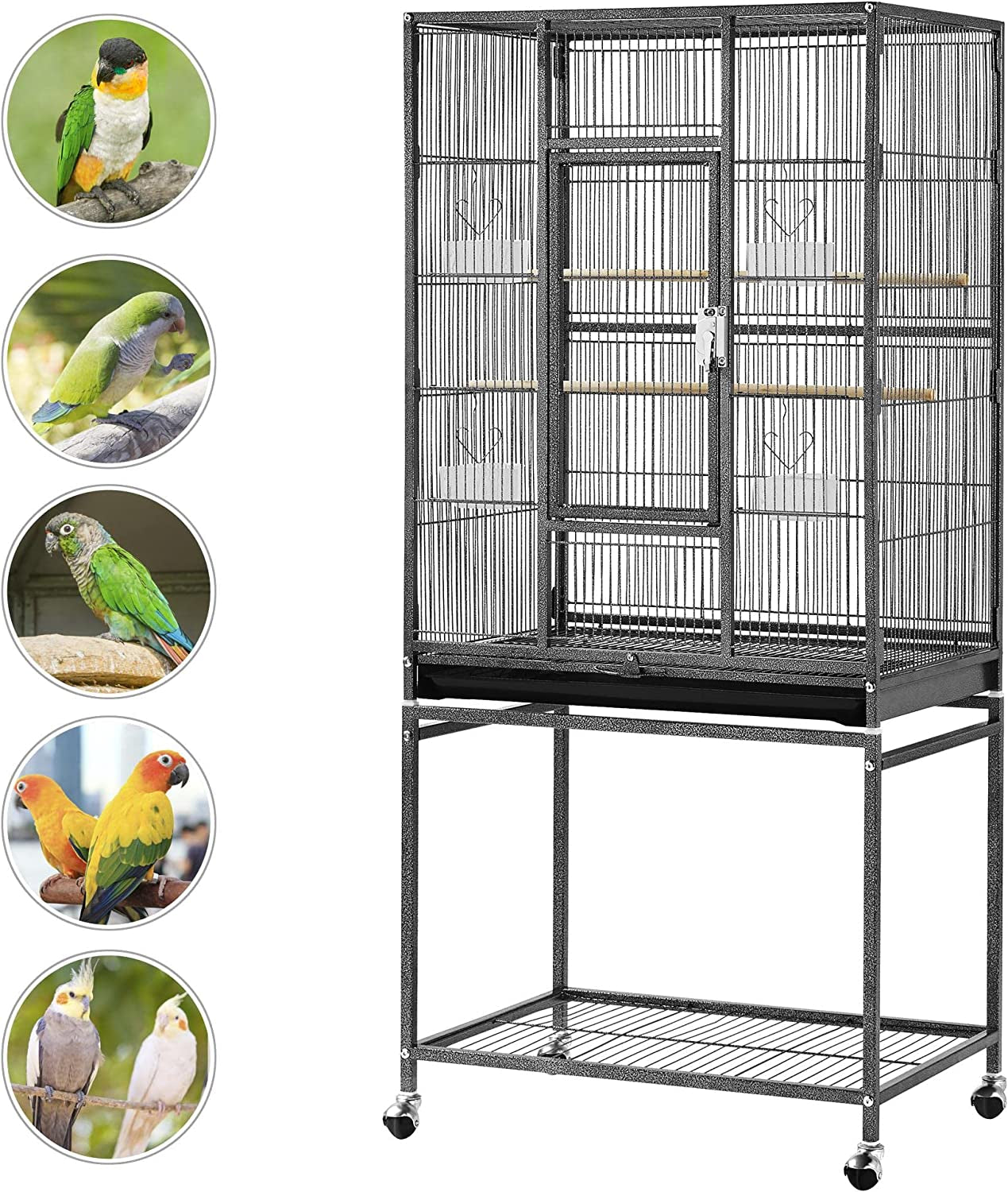 Yaheetech 54-Inch Wrought Iron Standing Large Parrot Parakeet Flight Bird Cage for Small Parrot Sun Parakeet Green Cheek Conure Lovebird Budgie Finch Canary Bird Cage with Stand