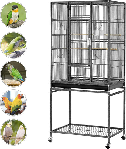 Yaheetech 54-Inch Wrought Iron Standing Large Parrot Parakeet Flight Bird Cage for Small Parrot Sun Parakeet Green Cheek Conure Lovebird Budgie Finch Canary Bird Cage with Stand