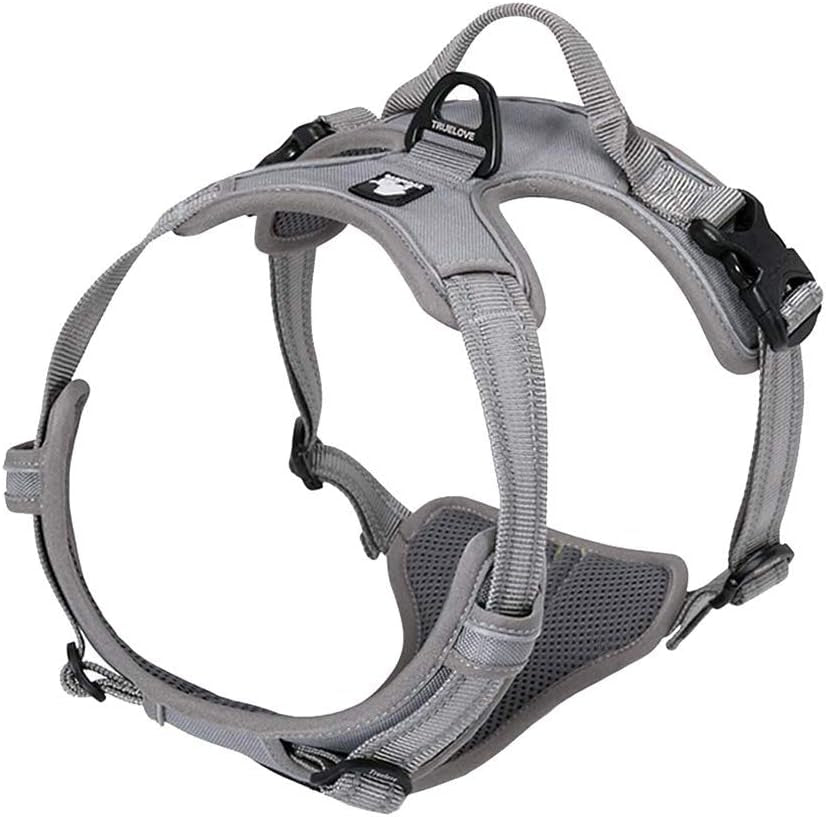 Adjustable No-Pull Dog Harness Reflective Pup Vest Harnesses Comfortable Control Brilliant Colors Truelove Tlh5651(Gray,L) | Front Clip, No-Choke, Soft Padded, Control Handle, anti Escape, Dog Car Harness, Walking and Training, Escape Proof, TLH5651