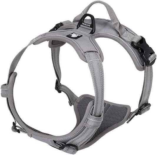 Adjustable No-Pull Dog Harness Reflective Pup Vest Harnesses Comfortable Control Brilliant Colors Truelove Tlh5651(Gray,L) | Front Clip, No-Choke, Soft Padded, Control Handle, anti Escape, Dog Car Harness, Walking and Training, Escape Proof, TLH5651