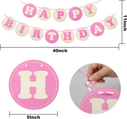 Dog Birthday Party Supplies Bandana Hat Banner Set Dog Boy Girl Cute Bow Tie Scarf Birthday Decorations (Pink with Balloon)