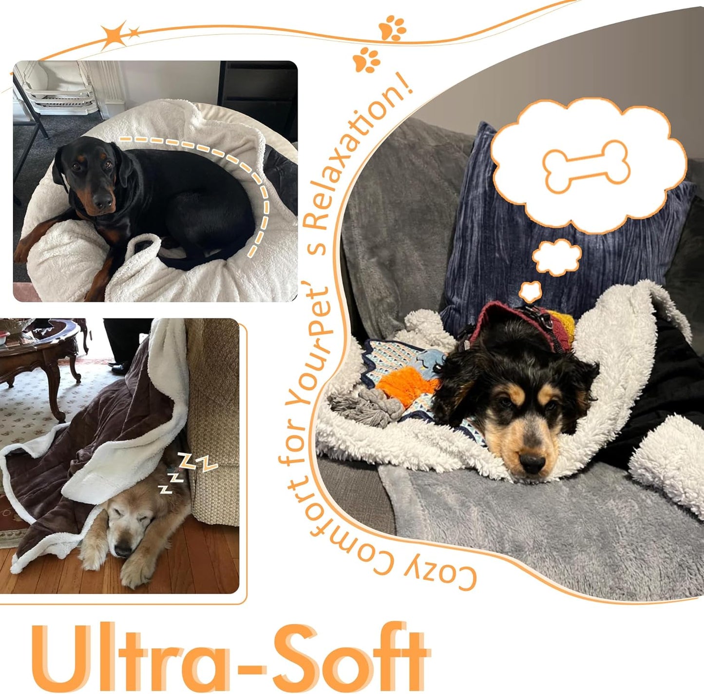 Dog Blankets for Large Dogs, Soft Fluffy Fleece Pet Blankets for Couch, Sofa, Dog Beds, Car Seats, Creat, Washable, 50X60 Inches, Beige