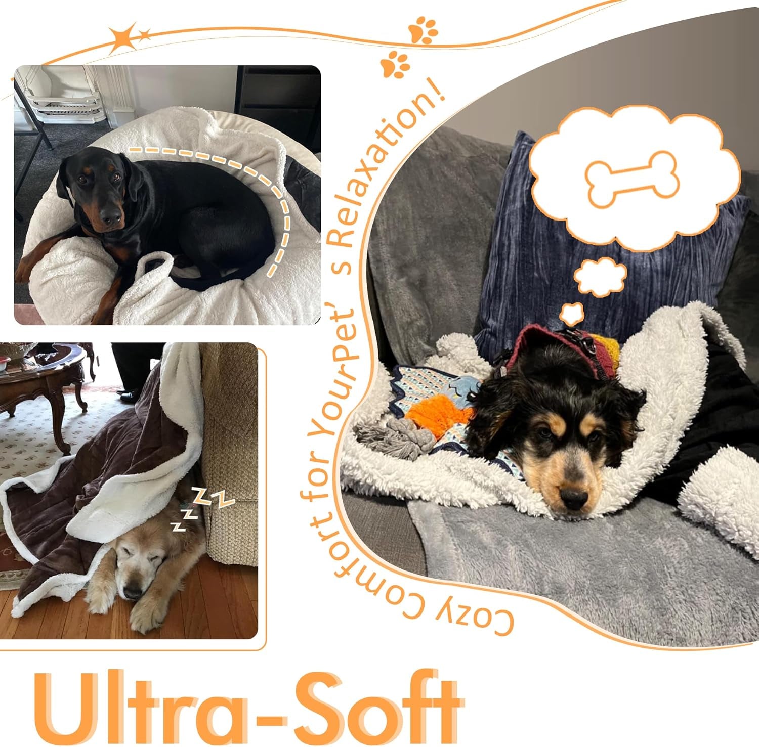 Dog Blankets for Large Dogs, Soft Fluffy Fleece Pet Blankets for Couch, Sofa, Dog Beds, Car Seats, Creat, Washable, 50X60 Inches, Beige