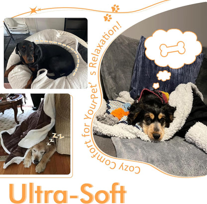 Dog Blankets for Large Dogs, Soft Fluffy Fleece Pet Blankets for Couch, Sofa, Dog Beds, Car Seats, Creat, Washable, 50X60 Inches, Beige