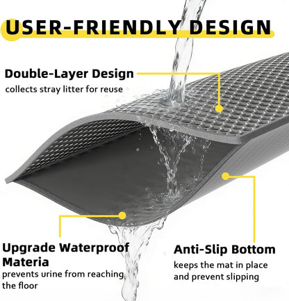 Cat Litter Mat,15"X24", Waterproof, Easy to Clean (Grey-1Pack) | Double-Layer Honeycomb for Effective Litter Trapping, Premium Durable EVA, Non-Slip, Paw-Friendly Soft Surface