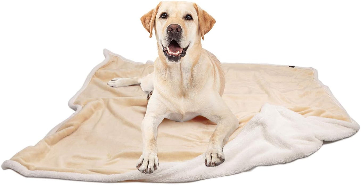 Dog Blankets for Large Dogs, Soft Fluffy Fleece Pet Blankets for Couch, Sofa, Dog Beds, Car Seats, Creat, Washable, 50X60 Inches, Beige
