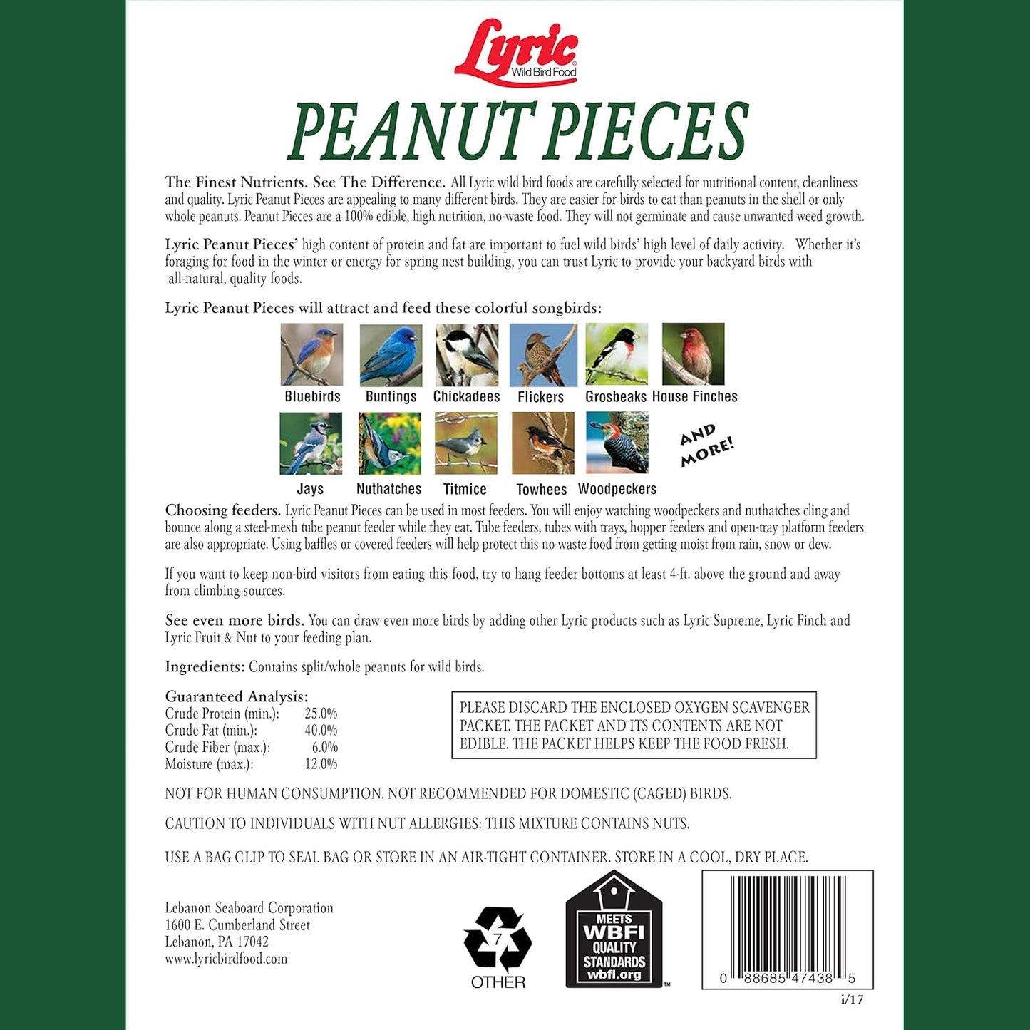 Peanut Pieces Wild Bird Seed 15 Lb Bag - Shelled Peanuts Wild Bird Food for outside Feeders - Attracts Titmice, Woodpeckers, Chickadees & More |  Peanut Pieces Wild Bird Seed - Shelled Peanuts, 15 Lb. Bag