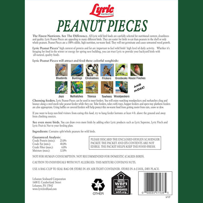 Peanut Pieces Wild Bird Seed 15 Lb Bag - Shelled Peanuts Wild Bird Food for outside Feeders - Attracts Titmice, Woodpeckers, Chickadees & More |  Peanut Pieces Wild Bird Seed - Shelled Peanuts, 15 Lb. Bag