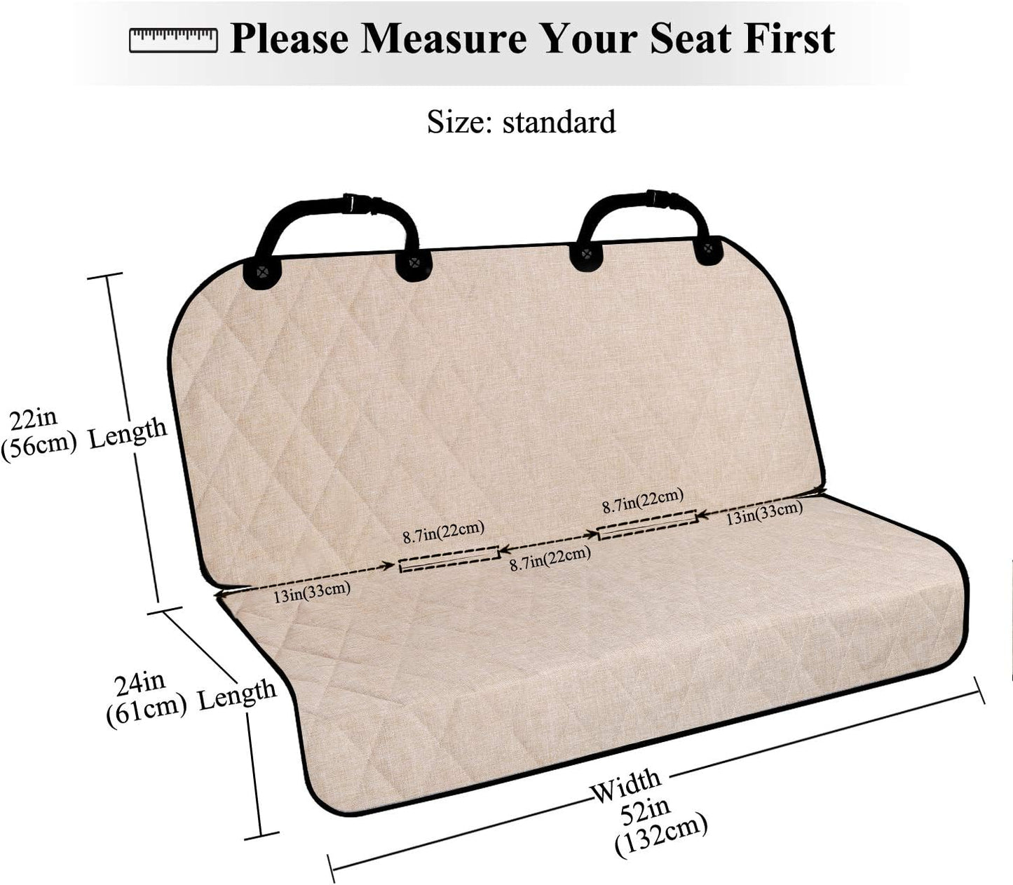 Dog Seat Covers, Dog Backseat Cover Pet Bench Protectors with Anti-Slip Backing, Back Seats Cover Rear Seat Covers Car Seat Cover for Dogs, Heather Khaki, 46" L * 52" W | Backseat Cover for Car Suv & Truck, Back Rear Backseat Bench Protector