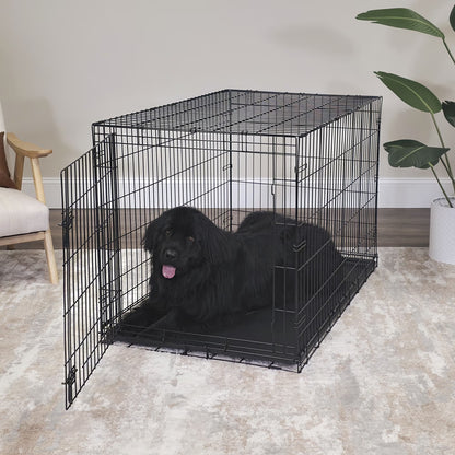 Foldable 48" Wire Crate for Dogs with Divider and Leak-Proof Tray