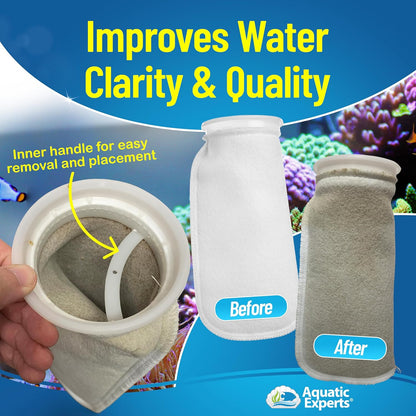Felt Filter Socks – 4 Inch Ring Style, 200 Micron Aquarium Filter Sock for Sumps & Aquariums (4" X 10.5", 8 Pack)