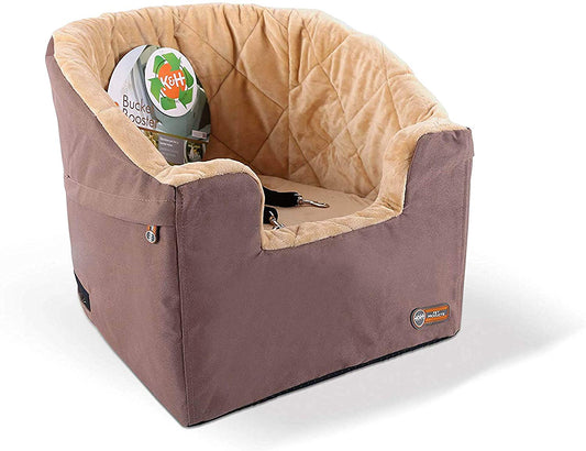 Bucket Booster Dog Car Seat, Sturdy Cat or Dog Booster Seats - Small Tan/Tan