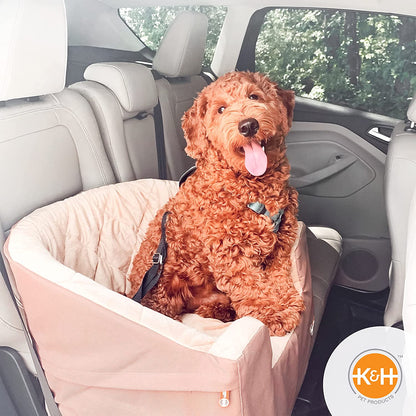 Bucket Booster Dog Car Seat, Sturdy Cat or Dog Booster Seats - Small Tan/Tan