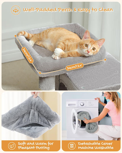 30" Cat Tower, Small Cat Tree with 2 Condos for Indoor Cats | Cat Trees for Small Cats,Cat Houses with Scratching Ramp and Posts,Dual Condos&Top Perch for Multi-Cat