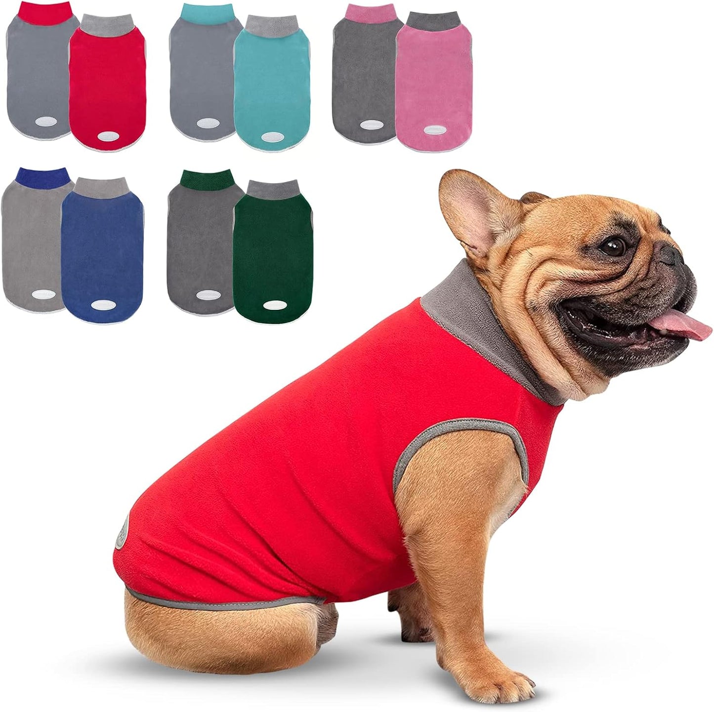 2 Pack Fleece Dog Sweater Pullover Vest with Reflective Stripe, XL | 4-Way Stretch, Lightweight Soft Fleece Sweatshirt, Reflective in Low Light, Easy on & Off, Wear Alone or Layered
