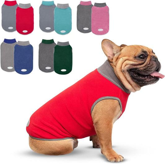 2 Pack Fleece Dog Sweater Pullover Vest with Reflective Stripe, XL | 4-Way Stretch, Lightweight Soft Fleece Sweatshirt, Reflective in Low Light, Easy on & Off, Wear Alone or Layered
